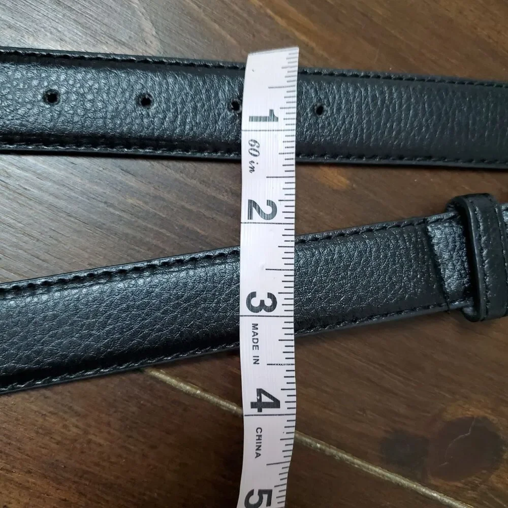 Pebbled Leather Belt Men's 38 Black Silvertone Buckle 1